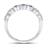 10kt White Gold Womens Round Blue Sapphire Stackable Band Ring 1/2 Cttw