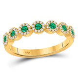 10kt Yellow Gold Womens Round Emerald Diamond Stackable Band Ring 1/2 Cttw