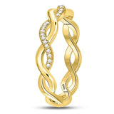 10kt Yellow Gold Womens Round Diamond Fashion Braided Band Ring 1/10 Cttw
