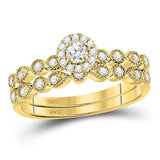 10kt Yellow Gold Round Diamond Stackable Bridal Wedding Ring Band Set 1/3 Cttw