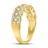 10kt Yellow Gold Womens Round Diamond Triple Row Vintage-inspired Band Ring 1/3 Cttw