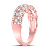 10kt Rose Gold Womens Round Diamond Vintage-inspired Band Ring 1/3 Cttw