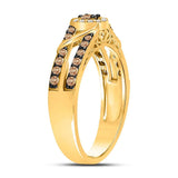 10kt Yellow Gold Womens Round Brown Diamond Solitaire Ring 3/8 Cttw