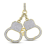 10kt Yellow Gold Mens Round Diamond Handcuff Charm Pendant 1-1/4 Cttw