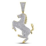 10kt Yellow Gold Mens Round Diamond Pony Horse Charm Pendant 1 Cttw