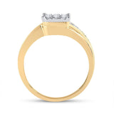 10kt Yellow Gold Womens Round Diamond Square Cluster Ring 1/3 Cttw