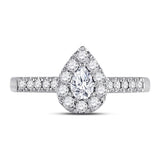14kt White Gold Pear Diamond Solitaire Bridal Wedding Engagement Ring 1/2 Cttw
