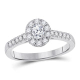 14kt White Gold Oval Diamond Solitaire Bridal Wedding Engagement Ring 1/5 Cttw
