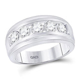 14kt White Gold Mens Round Diamond Wedding Band Ring 1-1/2 Cttw
