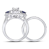 14kt White Gold Princess Diamond Bridal Wedding Ring Band Set /8 Cttw