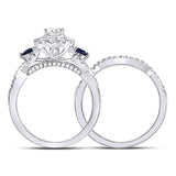 14kt White Gold Oval Diamond Bridal Wedding Ring Band Set /8 Cttw