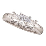 14kt White Gold Princess Diamond 3-stone Bridal Wedding Engagement Ring 1/2 Cttw