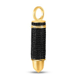 10kt Yellow Gold Mens Round Black Color Enhanced Diamond Bullet Charm Pendant 5/8 Cttw