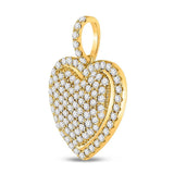 14kt Yellow Gold Womens Round Diamond Heart Pendant 1-1/4 Cttw