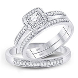 10kt White Gold His Hers Round Diamond Solitaire Matching Wedding Set 1/2 Cttw