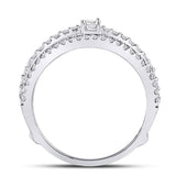 14kt White Gold Womens Baguette Diamond Wrap Ring Guard Enhancer 3/4 Cttw