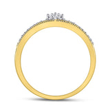 10kt Yellow Gold Womens Round Diamond Crown Tiara Fashion Ring 1/6 Cttw