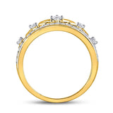 10kt Yellow Gold Womens Round Diamond Fleur-de-lis Crown Ring 1/3 Cttw