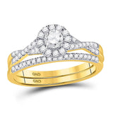 14kt Yellow Gold Womens Round Diamond Twist Bridal Wedding Engagement Ring Band Set 1/2 Cttw
