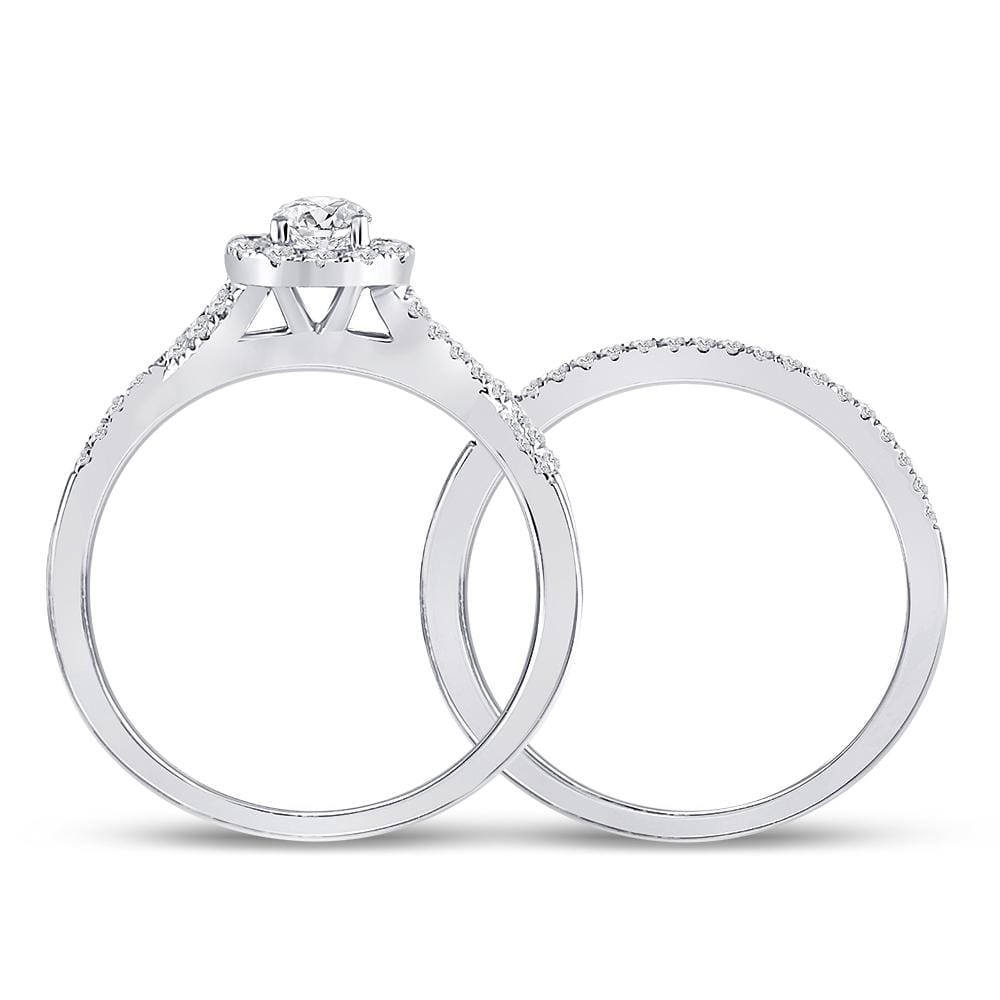 14kt White Gold Womens Round Diamond Twist Bridal Wedding Engagement Ring Band Set 1/2 Cttw