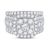 14kt White Gold Round Diamond Bridal Wedding Ring Band Set 3 Cttw