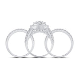 14kt White Gold Round Diamond Bridal Wedding Ring Band Set 3 Cttw