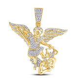10kt Yellow Gold Mens Round Diamond Archangel Charm Pendant 3/4 Cttw