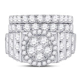 14kt White Gold Round Diamond Bridal Wedding Ring Band Set 3-5/8 Cttw