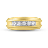 14kt Yellow Gold Mens Round Diamond Wedding Channel Set Band Ring 1/2 Cttw