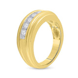 14kt Yellow Gold Mens Round Diamond Wedding Channel Set Band Ring 1/2 Cttw