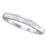14kt White Gold Womens Baguette Diamond Wedding Band Ring 1/4 Cttw