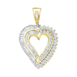 14kt Yellow Gold Womens Round Diamond Heart Pendant 7/8 Cttw
