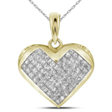 14kt Yellow Gold Womens Princess Diamond Heart Pendant 1 Cttw