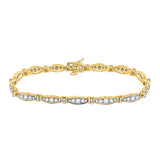 10kt Yellow Gold Womens Round Diamond Link Fashion Bracelet 2 Cttw