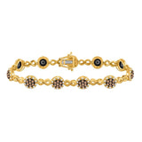 10kt Yellow Gold Womens Round Brown Diamond Infinity Bracelet 2-1/5 Cttw
