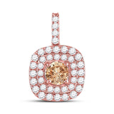 14kt Rose Gold Womens Round Brown Diamond Halo Solitaire Pendant 1 Cttw