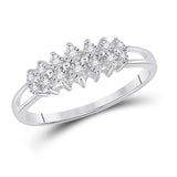Sterling Silver Womens Round Diamond Fashion Band Ring 1/12 Cttw