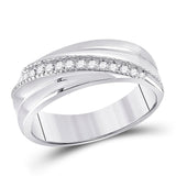 Sterling Silver Mens Round Diamond Wedding Diagonal Row Band Ring 1/5 Cttw