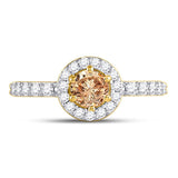 14kt Yellow Gold Round Brown Diamond Solitaire Bridal Wedding Engagement Ring 1 Cttw