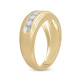 14kt Yellow Gold Mens Round Diamond Wedding Band Ring 7/8 Cttw