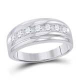 14kt White Gold Mens Round Diamond Wedding Band Ring 7/8 Cttw