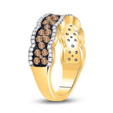 14kt Yellow Gold Womens Round Brown Diamond Fashion Band Ring 1 Cttw