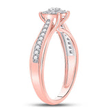 14kt Rose Gold Round Diamond Halo Bridal Wedding Engagement Ring 1/4 Cttw