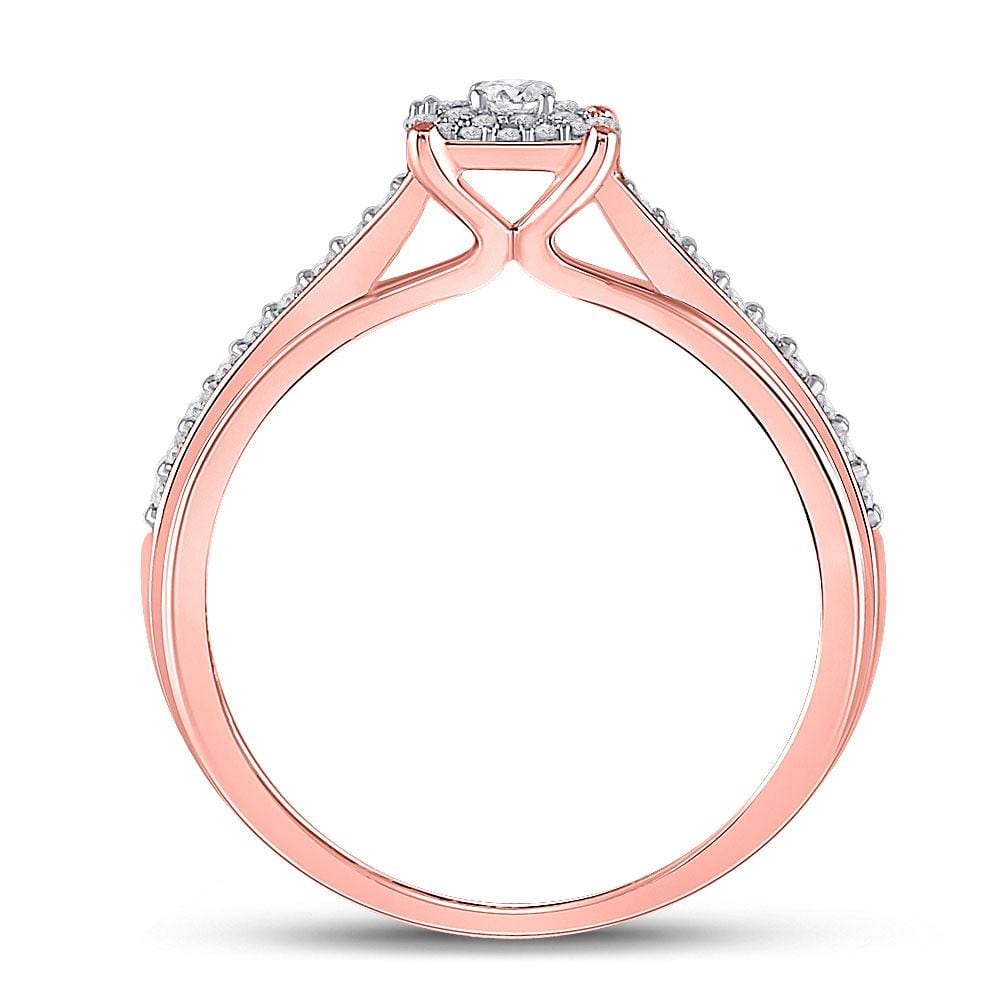 14kt Rose Gold Round Diamond Halo Bridal Wedding Engagement Ring 1/4 Cttw