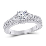 14kt White Gold Round Diamond Solitaire Bridal Wedding Engagement Ring 1-1/3 Cttw