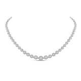 14kt White Gold Womens Round Diamond Graduated Halo Cluster Tennis Necklace 5-7/8 Cttw