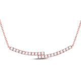 14kt Rose Gold Womens Round Diamond Double Bar Necklace 1.00 Cttw