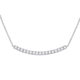 14kt White Gold Womens Round Diamond Curved Bar Necklace 3/4 Cttw