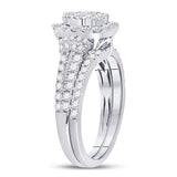 14kt White Gold Princess Diamond Bridal Wedding Ring Band Set 1 Cttw