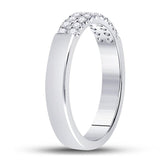 14kt White Gold Womens Round Diamond Double Row Band Ring 1/4 Cttw
